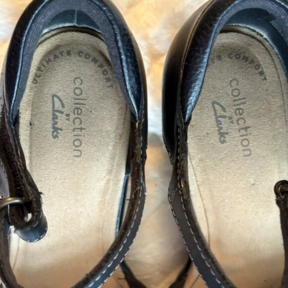 Clarks Women's Emily Daisy Black Leather Pumps Size 6.5 Heels Dressy - Picture 3 of 8